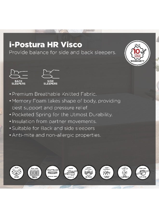 Home Box - iPostura Super King High Resilience Visco Memory Foam Pocket Spring Mattress 200 x 26 x 200 cm - Image 1