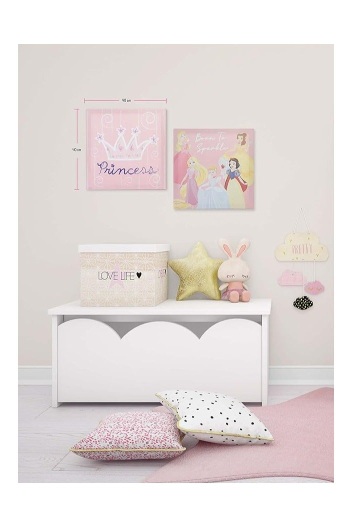 ديزني لوحة كانفاس أميرات ديزني بإطار خشبي  لديكور حائط الأطفال منتج ديزني رسمي - Image 4