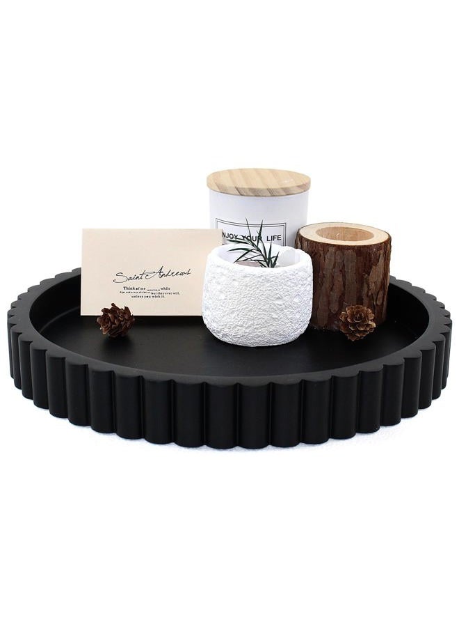 LIN CHUAN Round Tray, Decor Tray, Black - Image 1