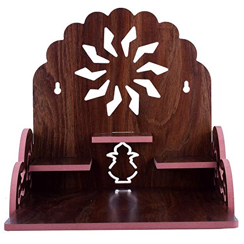 Lyrics Creation Fully Handmade Beautiful Wooden Home and Office TemplePooja Mandir28 x 28 x 26 cm Dark Brown 3 - Image 3