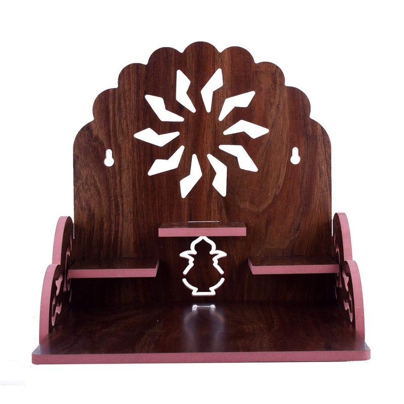 Lyrics Creation Fully Handmade Beautiful Wooden Home and Office TemplePooja Mandir28 x 28 x 26 cm Dark Brown 3 - Image 2