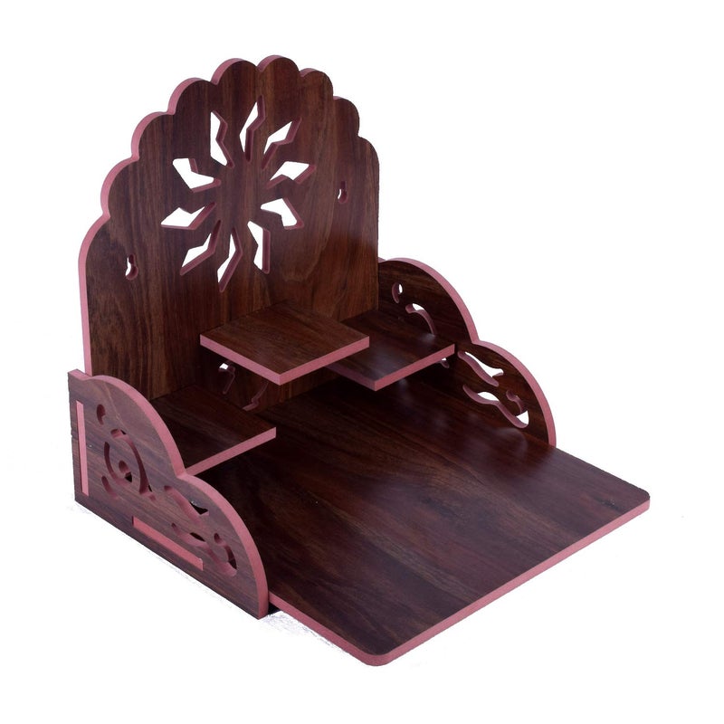 Lyrics Creation Fully Handmade Beautiful Wooden Home and Office TemplePooja Mandir28 x 28 x 26 cm Dark Brown 3 - Image 5