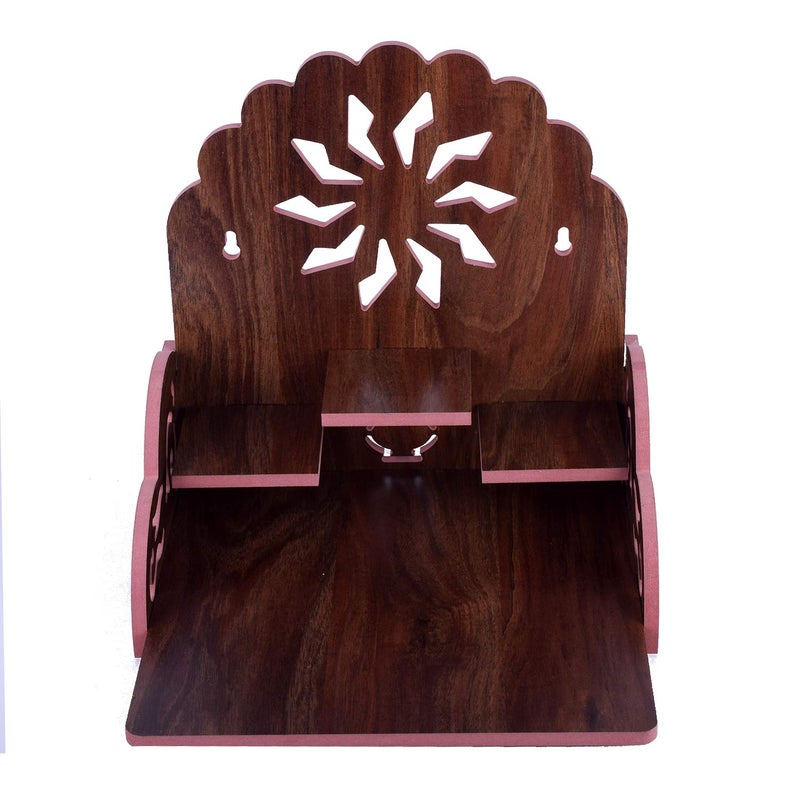 Lyrics Creation Fully Handmade Beautiful Wooden Home and Office TemplePooja Mandir28 x 28 x 26 cm Dark Brown 3 - Image 4