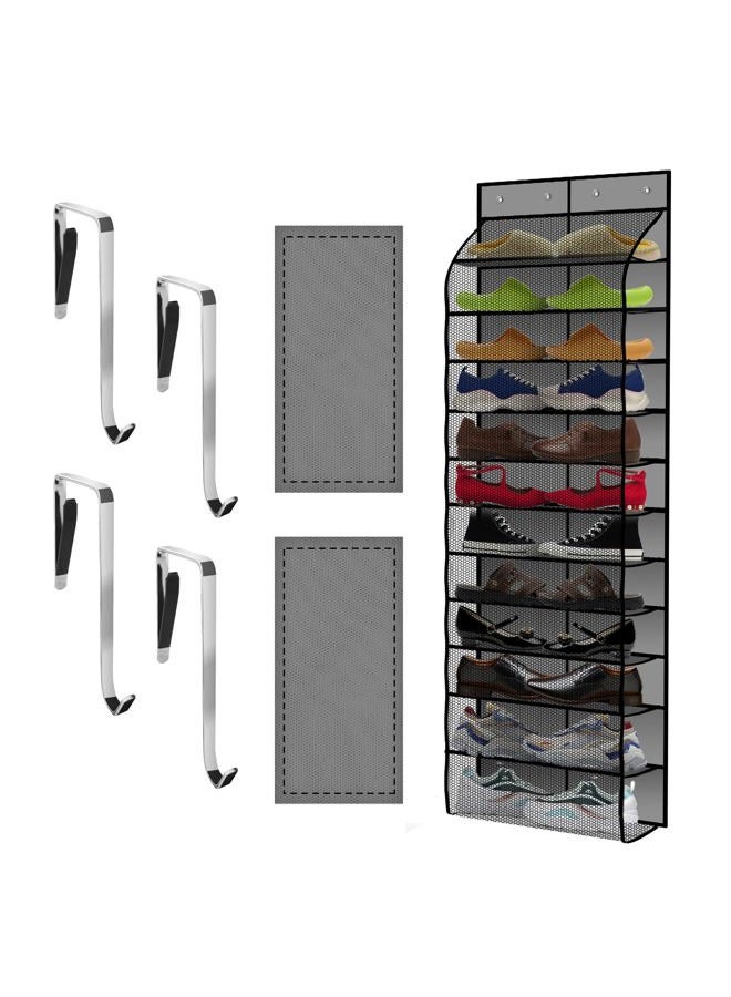 Kotkn 12 PVC Over Door Hanging Shoe Organizer, Over The Door Shoe Organizer for Closet with Large Deep Pockets, Narrow Shoe Rack for Door Hanging Boots Storage (Gray) - Image 1