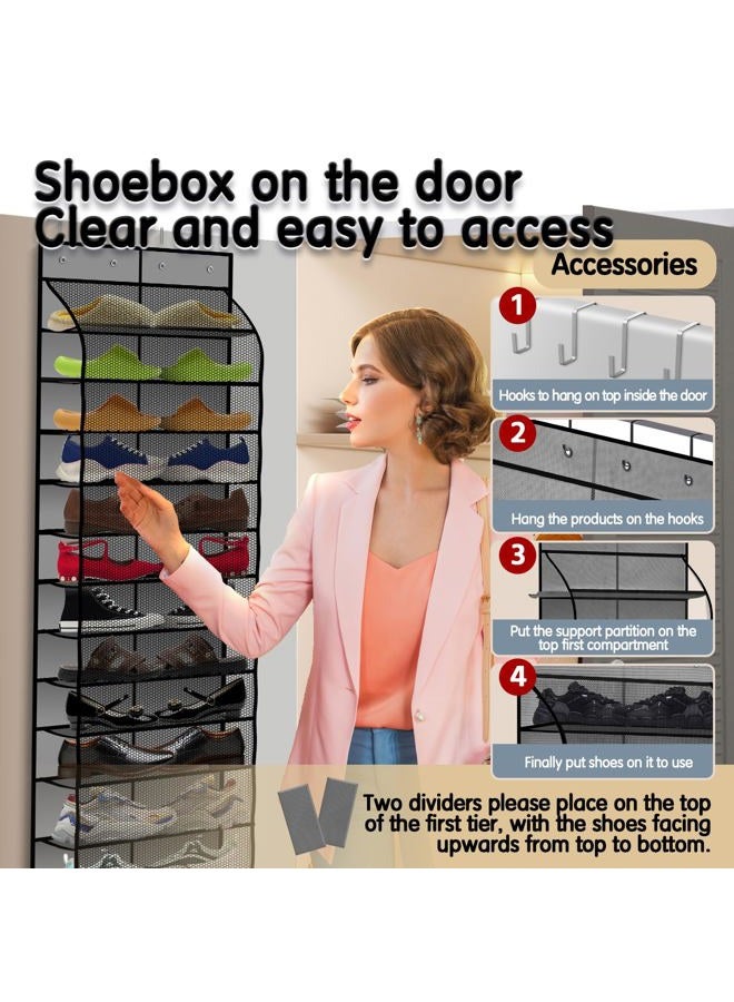 Kotkn 12 PVC Over Door Hanging Shoe Organizer, Over The Door Shoe Organizer for Closet with Large Deep Pockets, Narrow Shoe Rack for Door Hanging Boots Storage (Gray) - Image 5