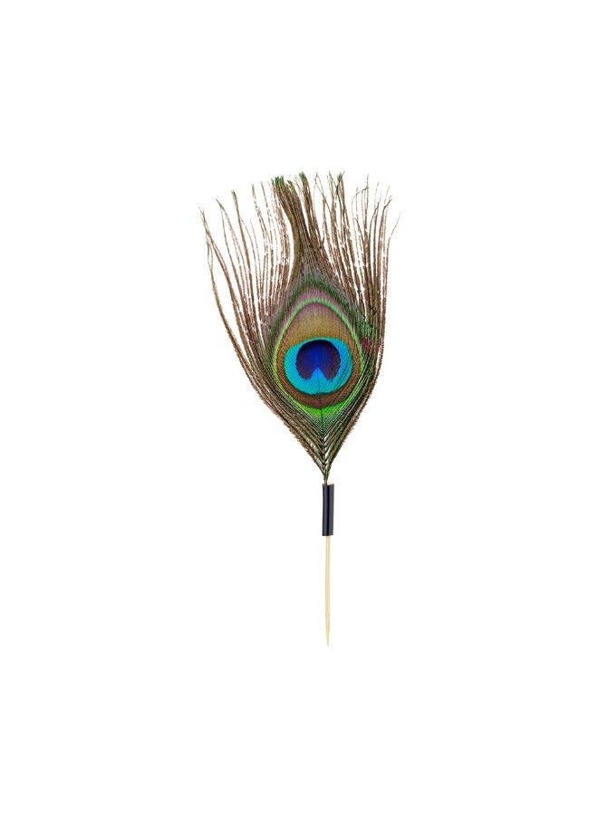 Restaurantware 4 Inch Party Toothpicks, 500 Disposable Cocktail Skewers - Peacock Feather Decoration, Sharp Tips, Multicolor Bamboo Decorative Cocktail Picks, For Garnishes Or Appetizers  - Image 1