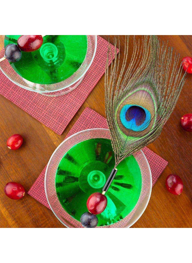 Restaurantware 4 Inch Party Toothpicks, 500 Disposable Cocktail Skewers - Peacock Feather Decoration, Sharp Tips, Multicolor Bamboo Decorative Cocktail Picks, For Garnishes Or Appetizers  - Image 3