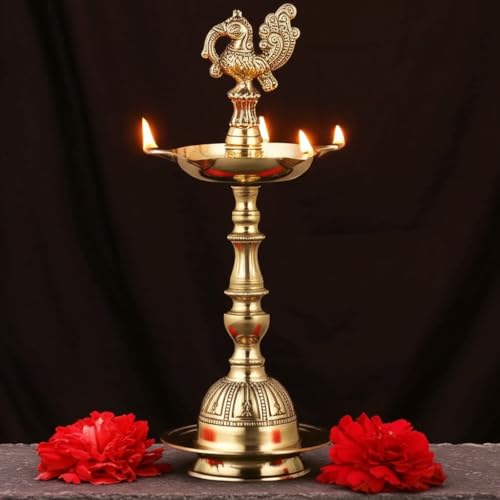 Puyangam Embossed Annam Kuthu vilakku | Mahabharat Diya | Peacock Diya | Inauguration Lamp | Temples Pooja, Festival Gifts & Home Decor Pack of 02 (12 Inch) - Image 5