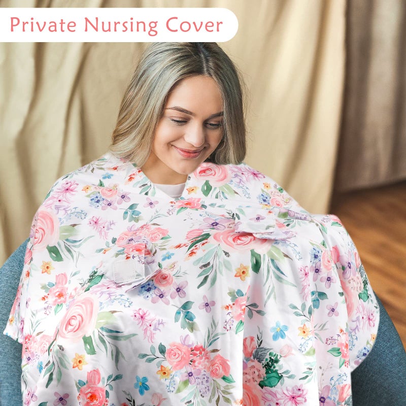 Jundetye Baby Car Seat Cover  Peekaboo Opening Winter Car Seat Canopy For Baby Girls Boys  Mom Nursing Breastfeeding Covers  Blanket For Infant  Pink Watercolor Flower - Image 4