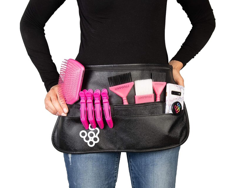 FRAMAR Hipster Salon Belt Hairstylist Waist Belt with Shears Pouch Professional Hair Stylist Makeup Brush Belt