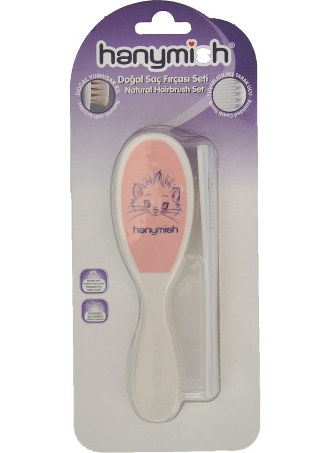 Hanymish Natural Hair Brush Set - Pink  - Image 1