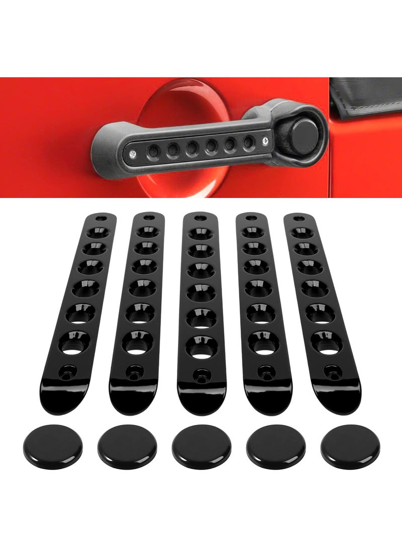 Generic Jeep Wrangler JK JKU 2007-2018 Grab Handle Inserts & Push Button Knobs Cover Trim | Aluminum Black Exterior Door Handle Decoration Accessories for Sahara Rubicon Unlimited - Image 1