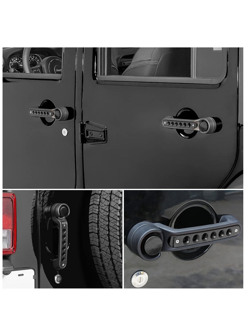 Generic Jeep Wrangler JK JKU 2007-2018 Grab Handle Inserts & Push Button Knobs Cover Trim | Aluminum Black Exterior Door Handle Decoration Accessories for Sahara Rubicon Unlimited - Image 2