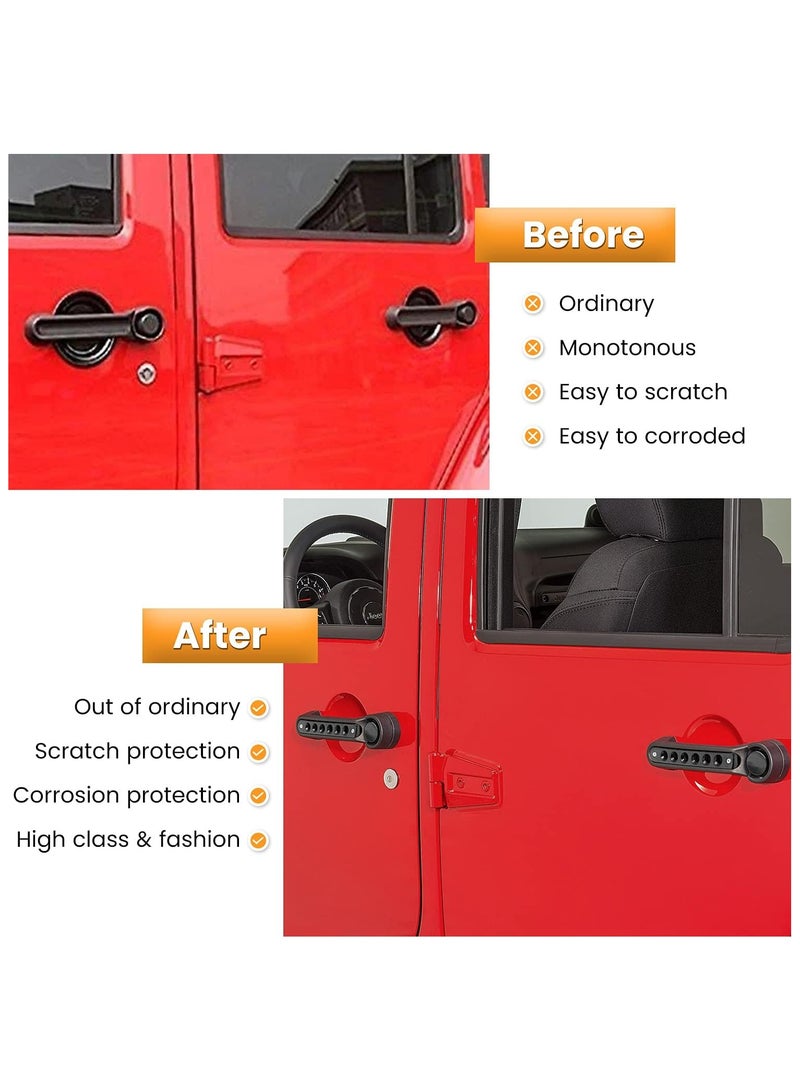 Generic Jeep Wrangler JK JKU 2007-2018 Grab Handle Inserts & Push Button Knobs Cover Trim | Aluminum Black Exterior Door Handle Decoration Accessories for Sahara Rubicon Unlimited - Image 5