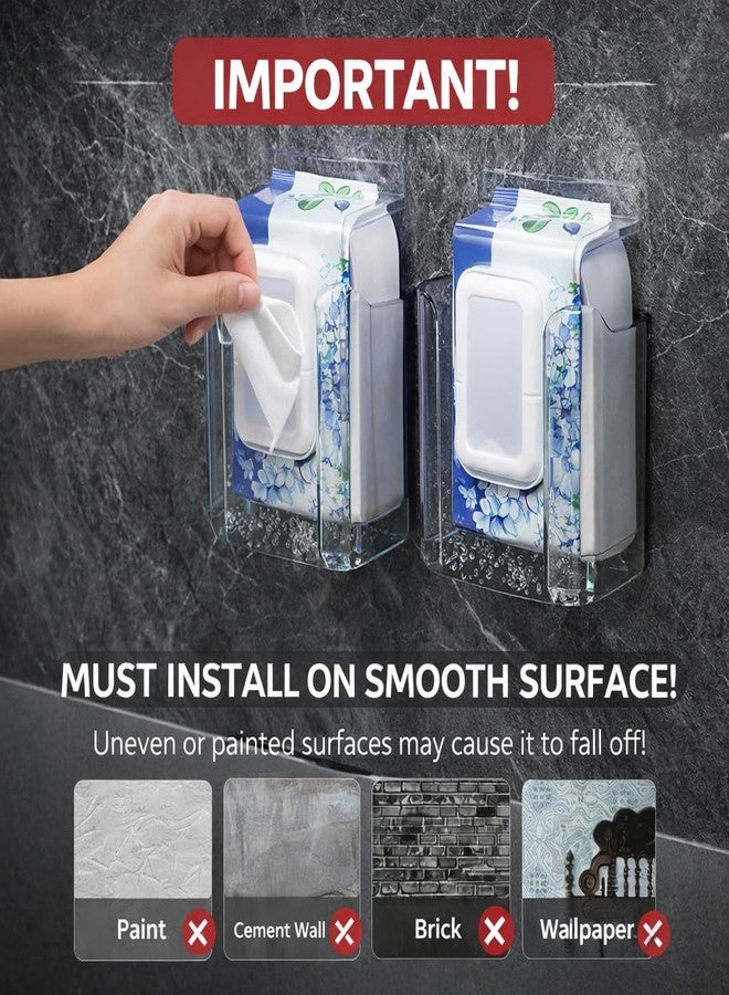 Kudriod 2pcs Kitchen Wipes Storage Box Dispenser,Acrylic Wall-Mounted Tissue Box Holder, Self-Adhesive Wipes Container,Flushable Wipe Container for Bathroom, Kitchen,Bedroom,Toilet,Home - Image 4