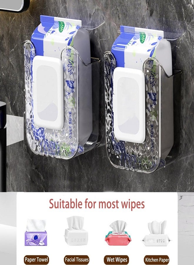 Kudriod 2pcs Kitchen Wipes Storage Box Dispenser,Acrylic Wall-Mounted Tissue Box Holder, Self-Adhesive Wipes Container,Flushable Wipe Container for Bathroom, Kitchen,Bedroom,Toilet,Home - Image 3