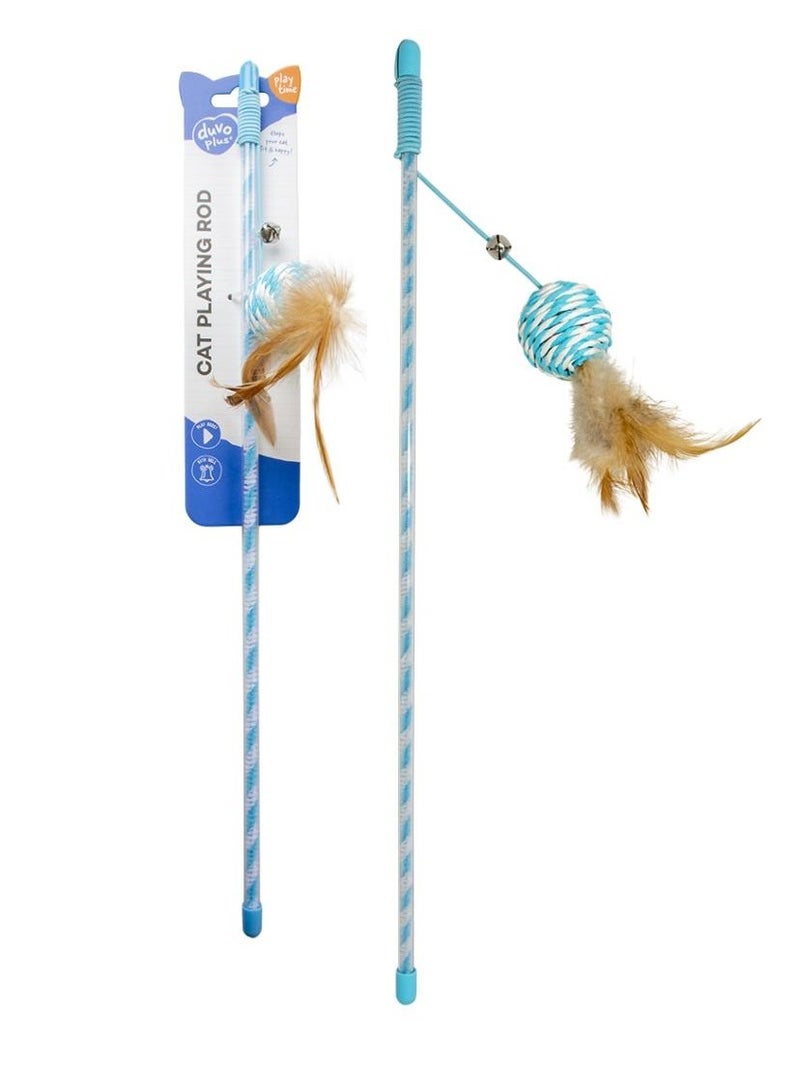 Cat Feather Playing Rod Catchy Paper Ball With Bell For Cats Blue