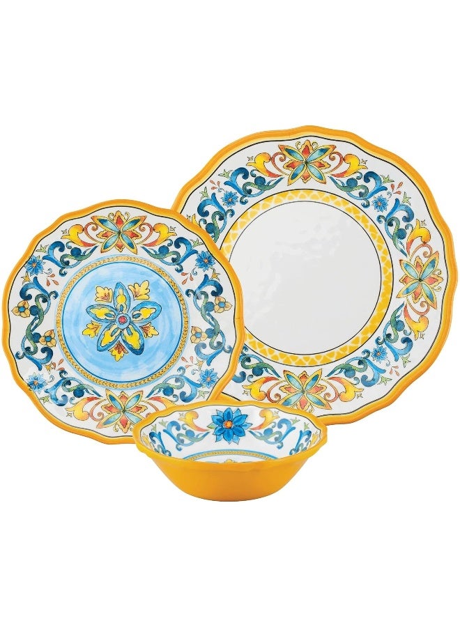 UP طقم أدوات المائدة ميلامين 12 قطعة من UPware مجموعة أطباق وعاء خارجي خدمة لـ 4 متعدد الألوان - Image 2