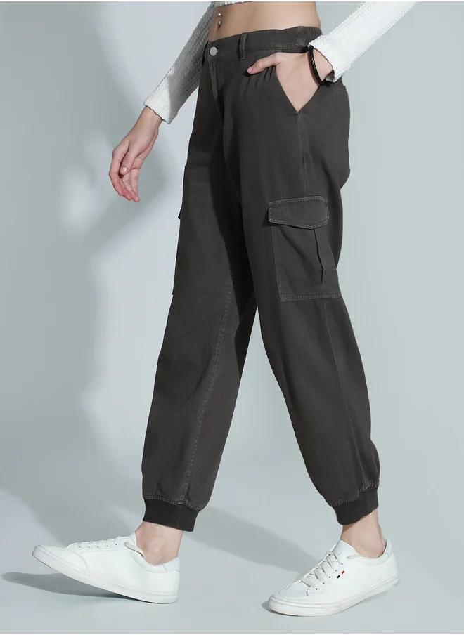 هاي ستار High Star Mid Rise Regular Fit Trousers with Cargo Pockets