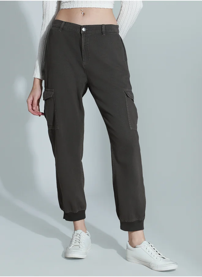 هاي ستار High Star Mid Rise Regular Fit Trousers with Cargo Pockets