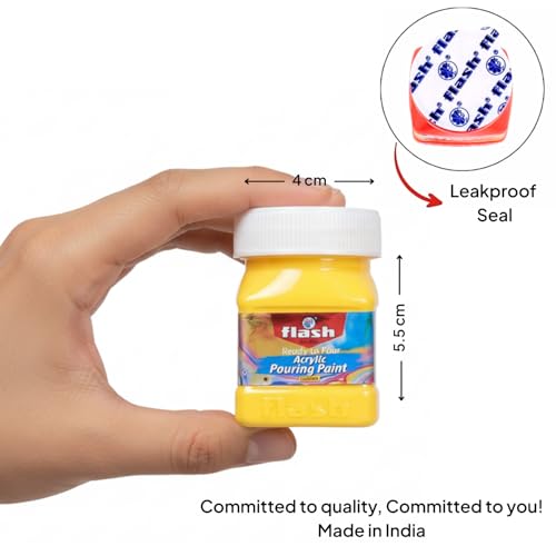 Flash Pouring Medium for Acrylic Painting-Fluid Art Kit-16 Colors High Flow Acrylic Paint Set For Pouring on Canvas Glass Paper Wood Tile Stones Etc-No Mixing Needed-50 ml each(1.6 Oz)-Multicolor - Image 2