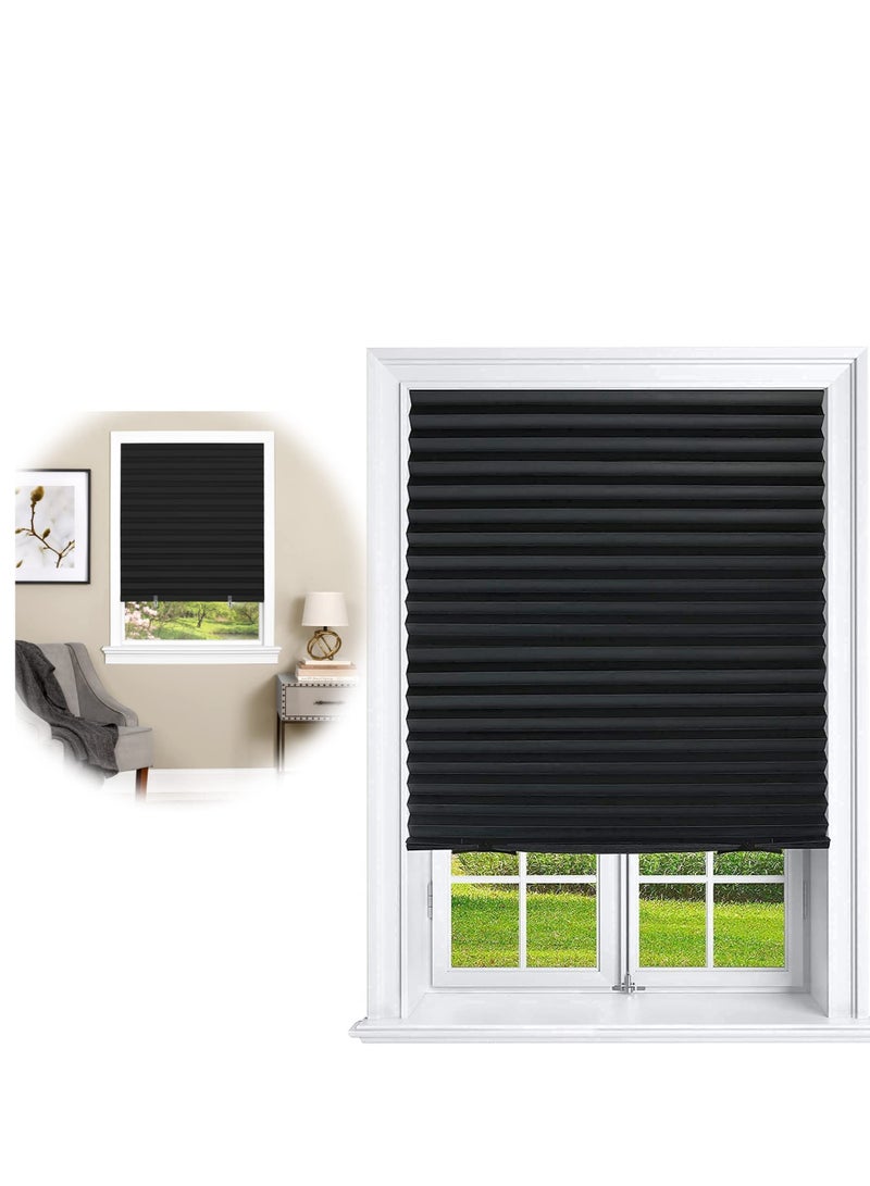 1 Piece 90 x 180 cm Pleated Temporary Blinds for Home Kitchen and Rooms - Black Sun and Heat Insulation Curtains - Image 1