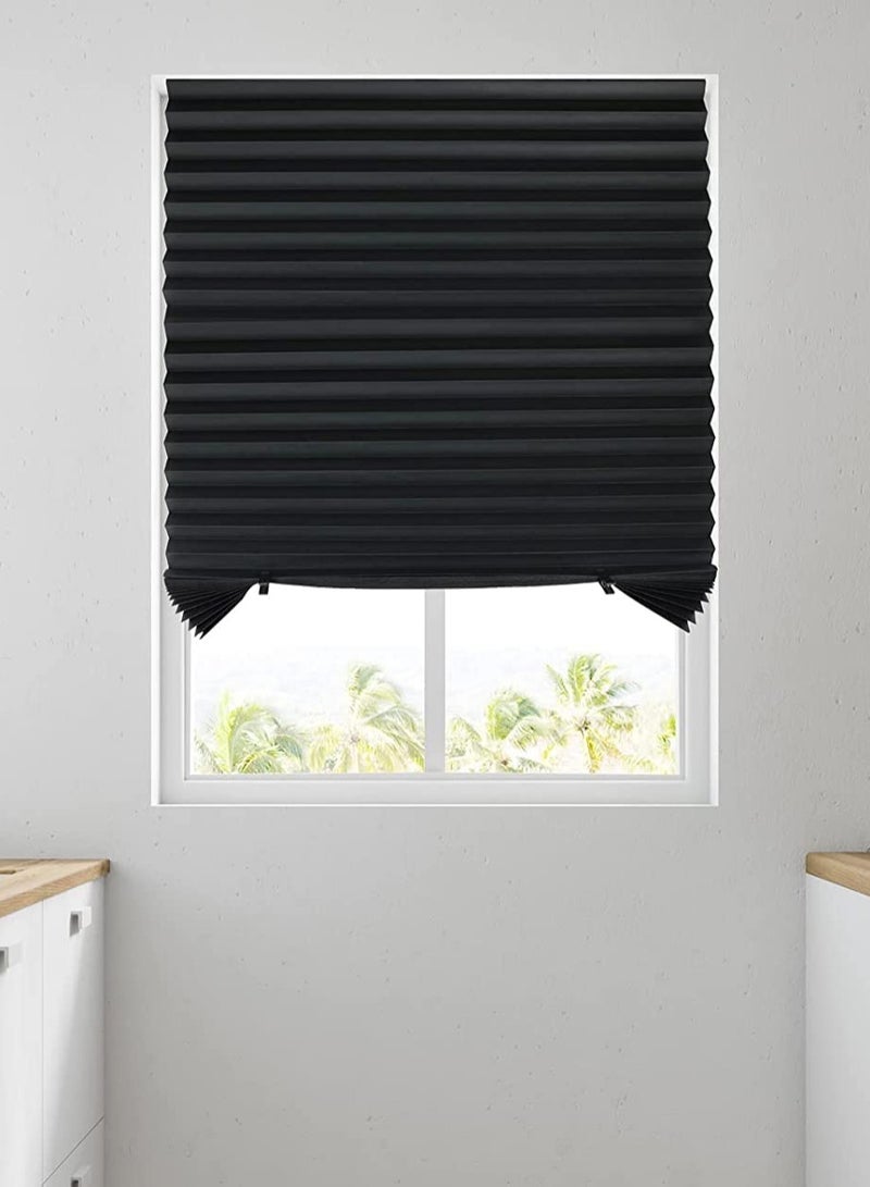 1 Piece 90 x 180 cm Pleated Temporary Blinds for Home Kitchen and Rooms - Black Sun and Heat Insulation Curtains - Image 2