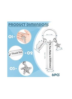 SYOSI 6 Thank You Keychains – Engraved Stainless Steel Gifts for Coworkers, Teachers, Doctors, and Employees  - Image 2