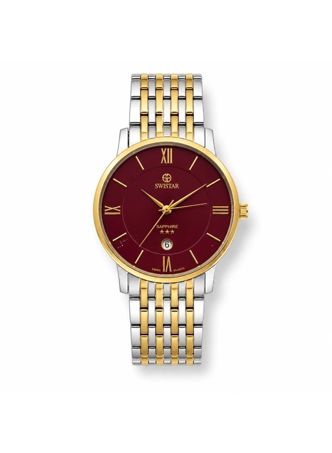 Swistar Men sleek premium stainless steel sapphire crystal watch