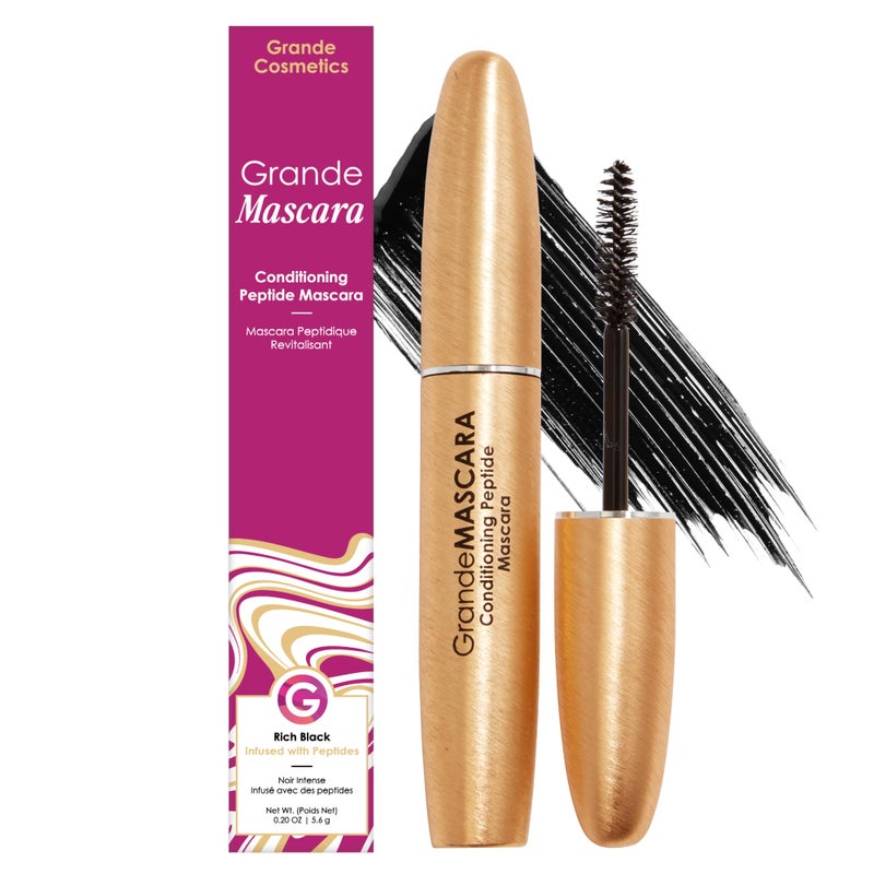 Grande Cosmetics GrandeMASCARA Conditioning Peptide Mascara - Buildable Volume & Length, Water-Resistant & Clump-Free - Lash & Extension Friendly, Black (0.20 oz) - Image 1