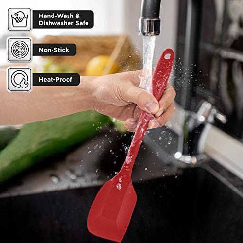 ORBLUE Silicone Cooking Utensil Set, 14-Piece Kitchen Utensils with Holder, Safe Food-Grade Silicone Heads and Stainless Steel Handles with Heat-Proof Silicone Handle Covers, Red - Image 5