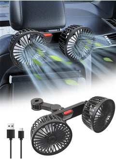 UETEEY USB Car Fan,Adjustable Dual Head Clip Fan 360° Rotatable Cooling Air Fan for Rear Seat Passenger Portable Car Seat Fan Headrest Car Cooling Fan for Vehicles, SUV, RV, Boat  - Image 1