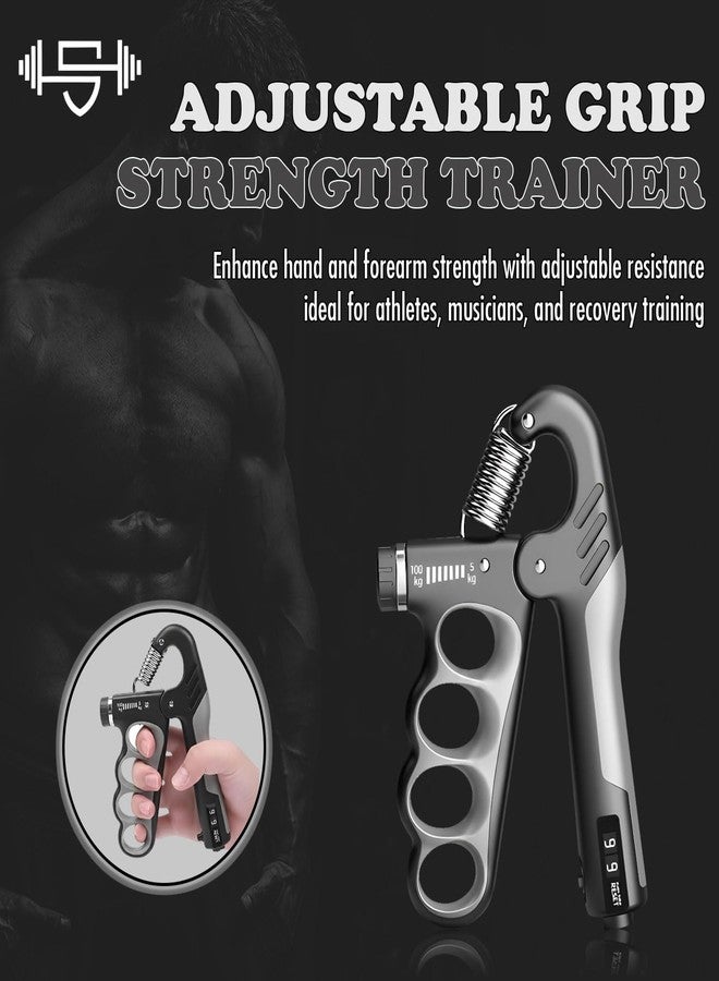 FixFit Solutions Adjustable Grip Strength Trainer Hand Gripper for Grip Strength, Forearm & Wrist Strengthener, Hand Exerciser for Strength Training & Therapy 11-220Lbs(5-100KG) | Gray - Image 2