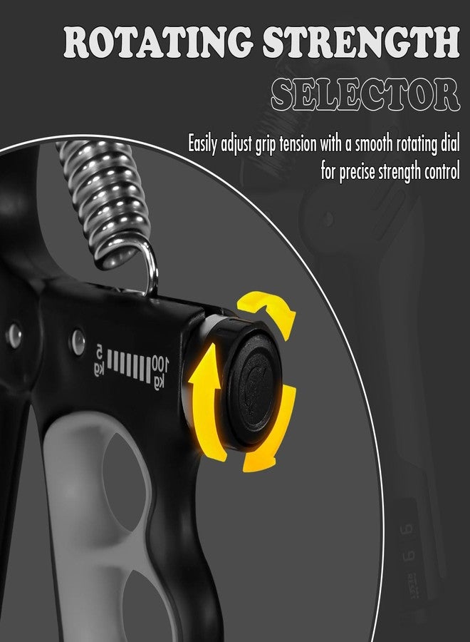 FixFit Solutions Adjustable Grip Strength Trainer Hand Gripper for Grip Strength, Forearm & Wrist Strengthener, Hand Exerciser for Strength Training & Therapy 11-220Lbs(5-100KG) | Gray - Image 4