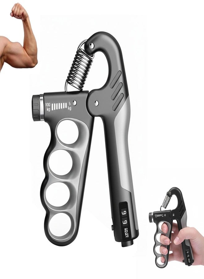 FixFit Solutions Adjustable Grip Strength Trainer Hand Gripper for Grip Strength, Forearm & Wrist Strengthener, Hand Exerciser for Strength Training & Therapy 11-220Lbs(5-100KG) | Gray - Image 1