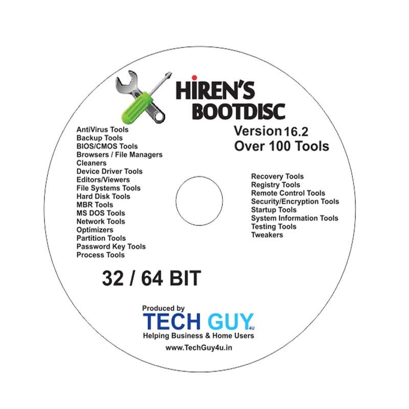 TechGuy4u Hirens Boot CD 15.2 Tool to Fix & Repair All PC Problems - Printed DVD Label - Image 1
