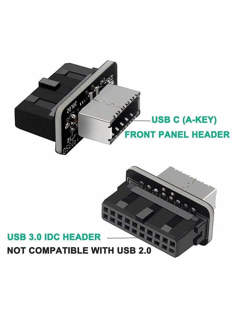 Generic - USB Front Panel Adapter, Vertical USB C Header Adapter, USB 3.1 Type-E Key-A to USB 3.0 20Pin Header Converter, for Type C Motherboard - Image 1