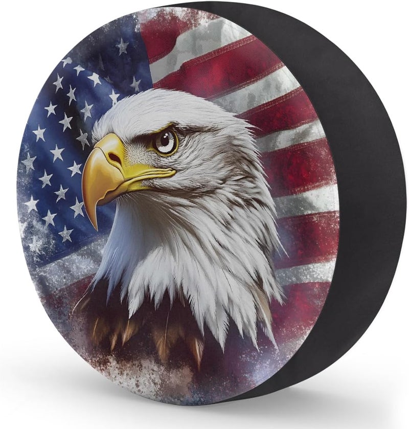 cfpolar Spare Tire Cover for RV Trailer,American Flag Eagle Waterproof Sun Leather Wheel Cover,Camper Spare Tire Covers Fit for Jeep Travel Trailer SUV Truck Accessories (15 in for Diameter 27” - 29”),F-4 - Image 2