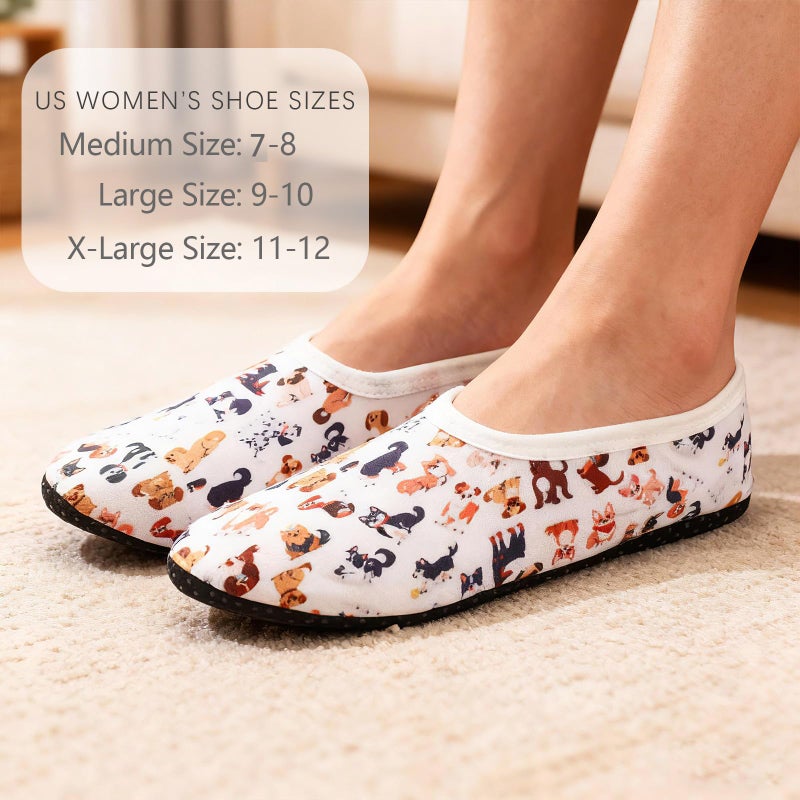 Berlune 2 Pairs Slipper Socks for Women with Grip Non Slip Lightweight Foldable Soft Sherpa Lining Slipper Socks Travel(Large,Dog) - Image 3