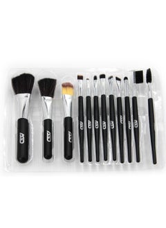 AGD 12-Piece Professional Makeup Brush Set Black/Silver  - Image 2