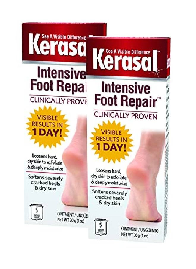 Kerasal Intensive Foot Repair Skin Healing Ointment For Cracked Heels And Dry Feet 1 Oz , 2 Count, (Pack Of 2)  - Image 1