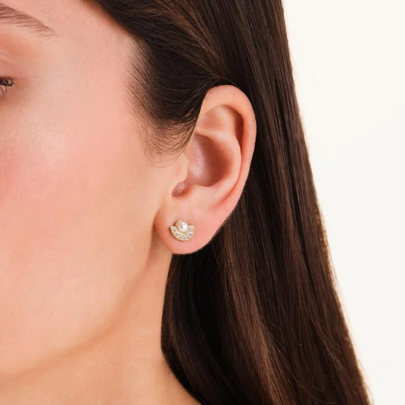 Rosefield  Rosefield Modern Pearl Studs Gold - JEMPG-J1291 for Women | Best Price UAE