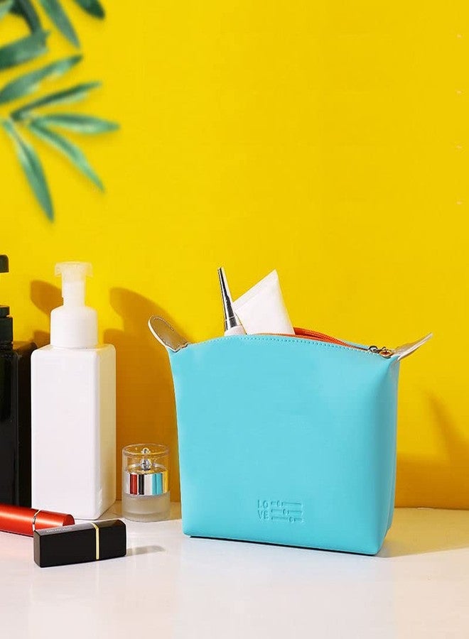 VEHTRI Dumpling Shape Zipper Closure Mini Cosmetic Bag,Pu-Leather Waterproof Women's Makeup Toiletry Organiser Handbag,Colorful Travel Cosmetics Case Small Makeup Brush(Reddish-Orange,10 Centimeters) - Image 4