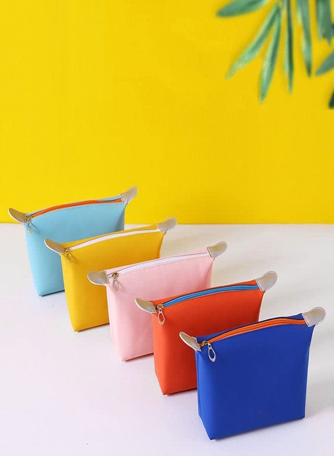 VEHTRI Dumpling Shape Zipper Closure Mini Cosmetic Bag,Pu-Leather Waterproof Women's Makeup Toiletry Organiser Handbag,Colorful Travel Cosmetics Case Small Makeup Brush(Reddish-Orange,10 Centimeters) - Image 5