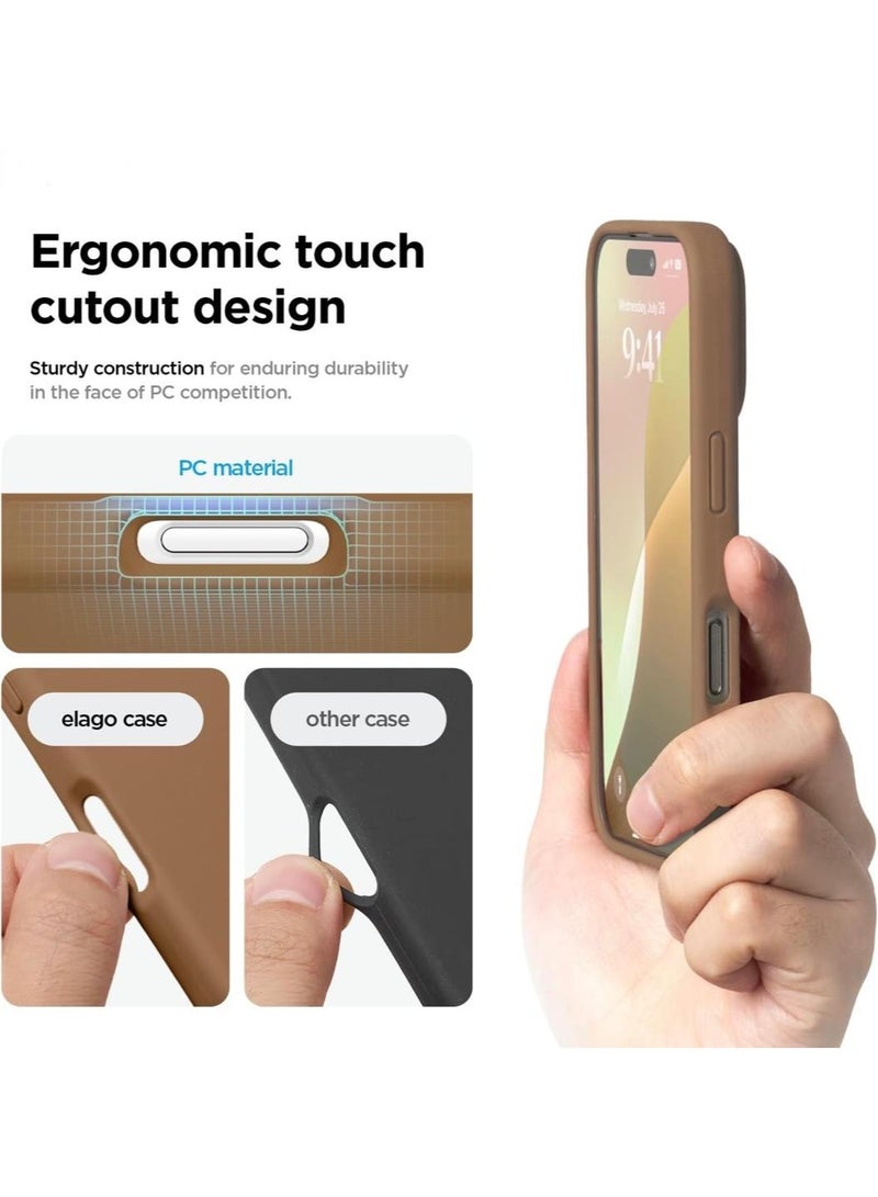 أكاليكس جراب سيليكون متوافق مع iPhone 16، سيليكون سائل رفيع، طبقات من المطاط الهلامي الناعم المقاوم للصدمات، جراب حماية للهاتف مع بطانة من مادة TPU (بني) - Image 3