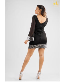 CH Glamstore Sparkle with elegance with a line Shaped Dress with Metalic Mesh Detail  - Image 4
