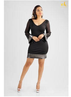CH Glamstore Sparkle with elegance with a line Shaped Dress with Metalic Mesh Detail  - Image 2