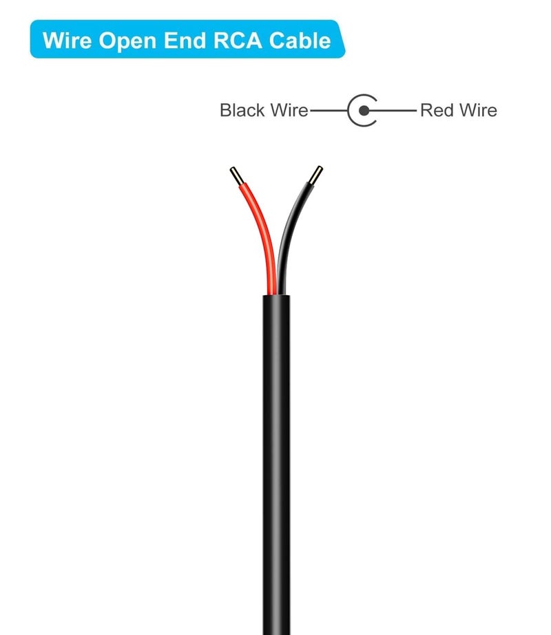 سلك من RCA إلى سلك السماعة، محول كابلات عارية 20AWG إلى مقبس RCA لإصلاح سلك السماعة لمكبر صوت السماعة ومستقبل الصوت والفيديو AV والتلفزيون والسماعة الفرعية (عبوتان، 6.6 قدم) - Image 3