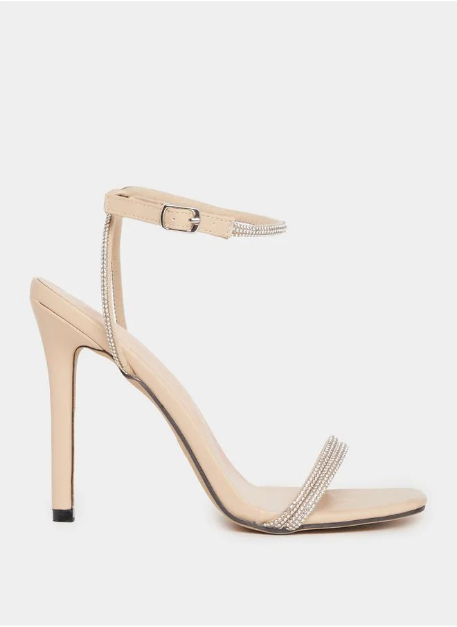 Styli Embellished Strap Stiletto Heel Sandals