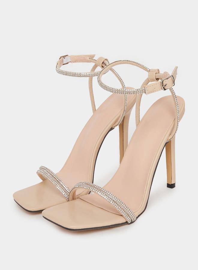 Take Two Embellished Strap Stiletto Heel Sandals by Styli  - Image 2
